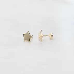 14k Yellow Gold Star Post Earrings