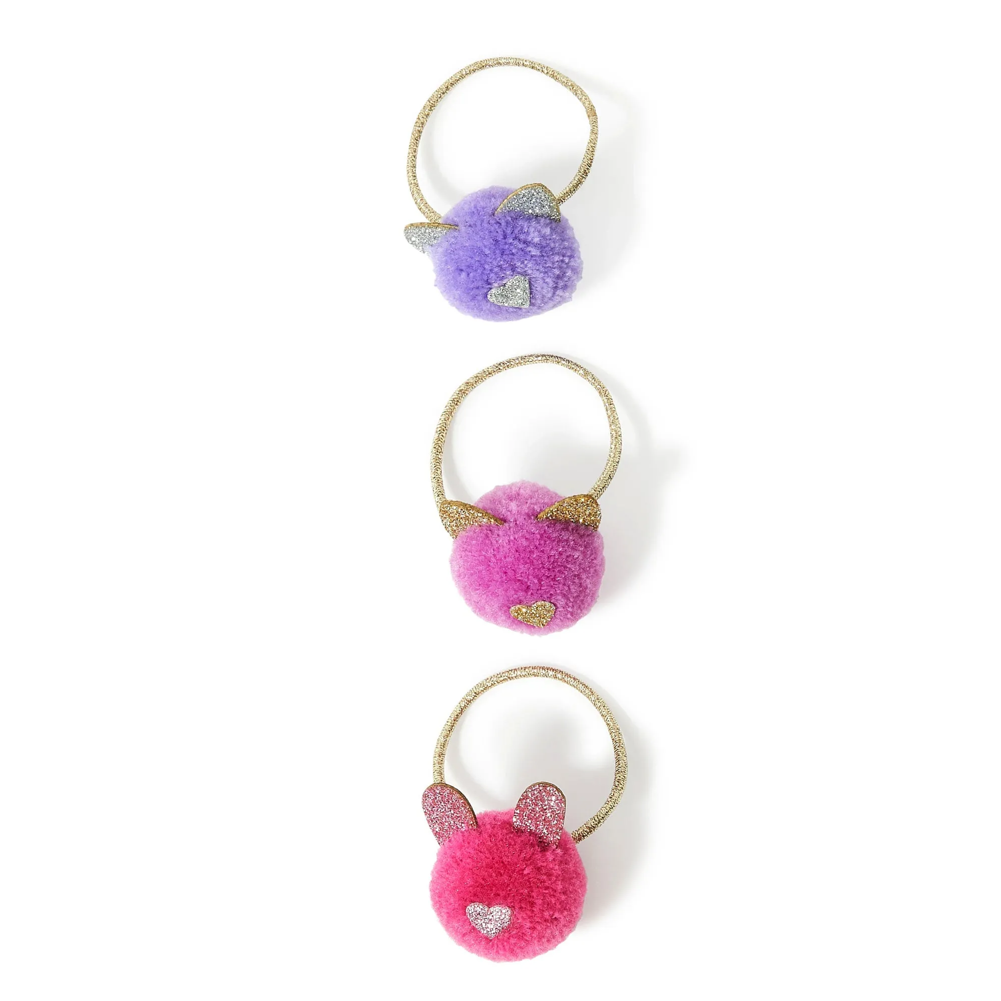 Accessorize London Girl's 3X Character Pom Pony Pack