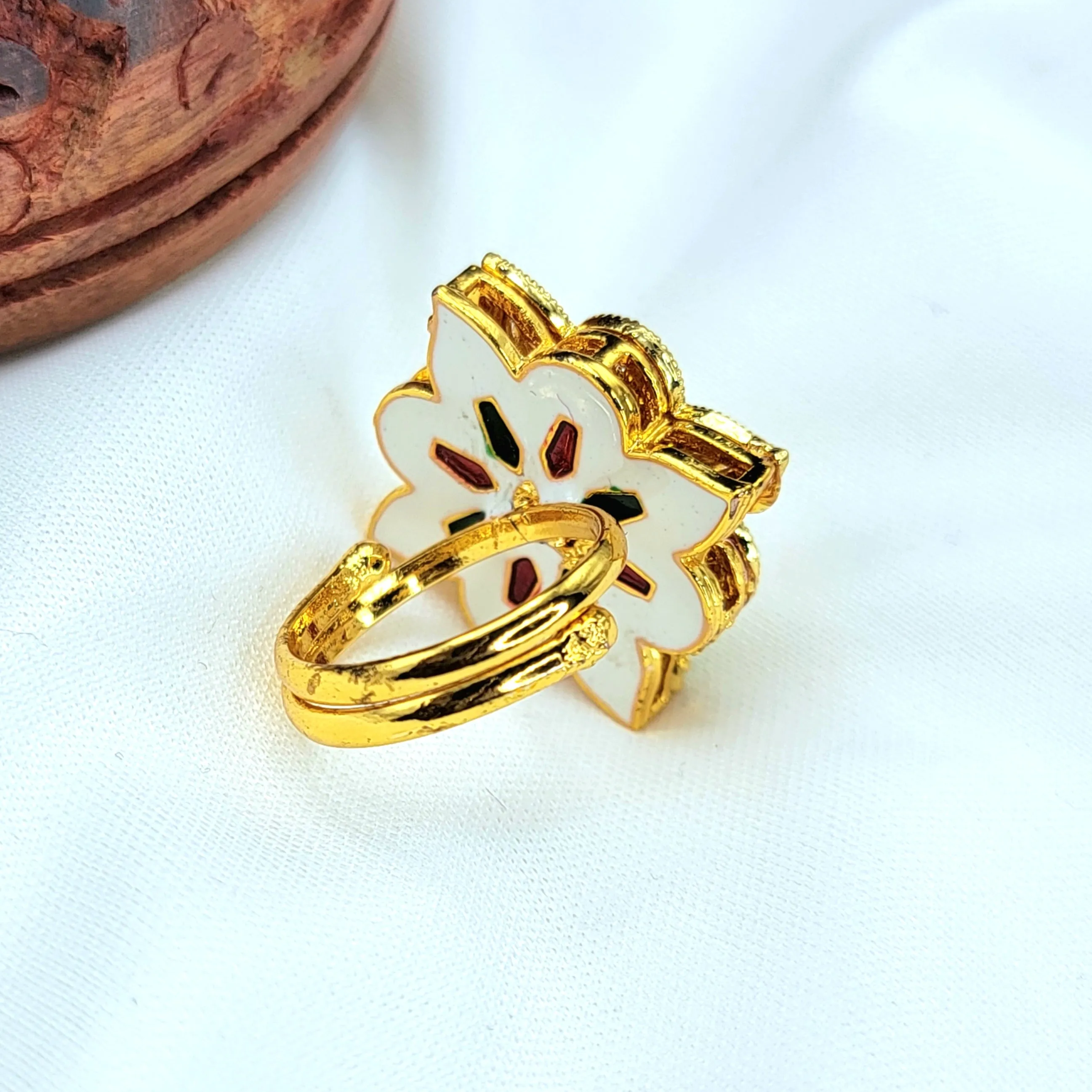 Adjustable Kundan Finger Ring