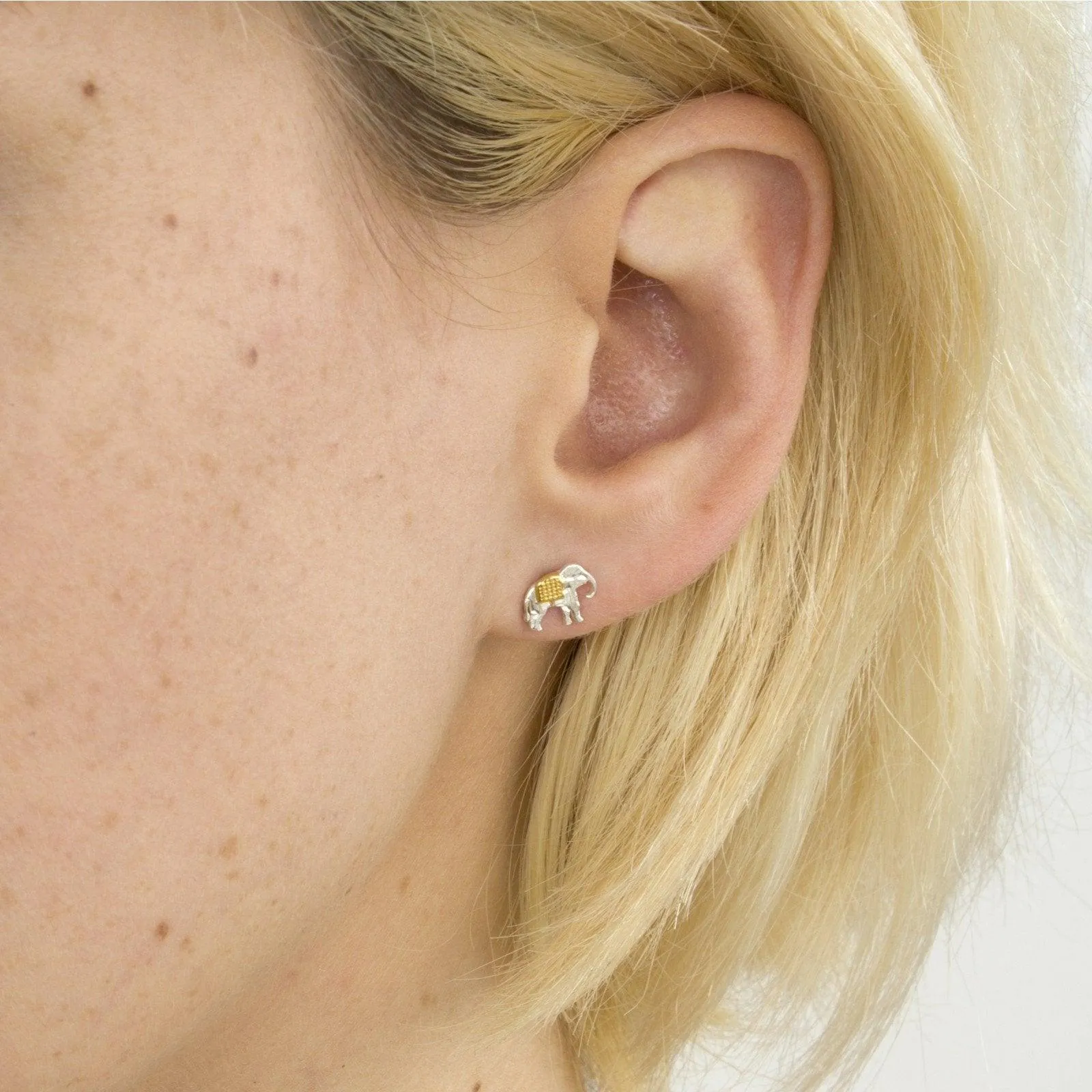 Alex Monroe Marching Elephant Stud Earrings