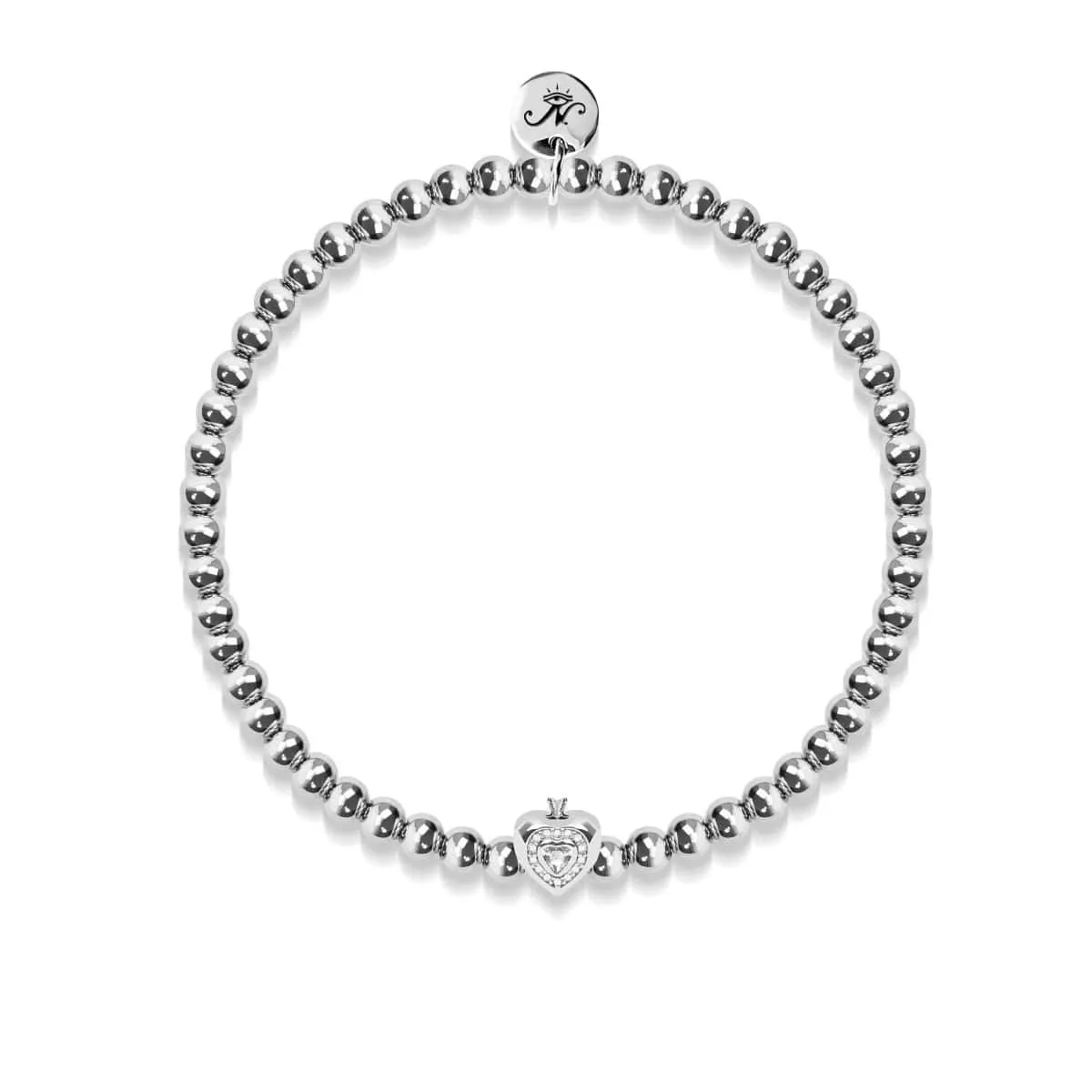 April | White Crystal Birthstone | Silver | Crystal Heart Bracelet