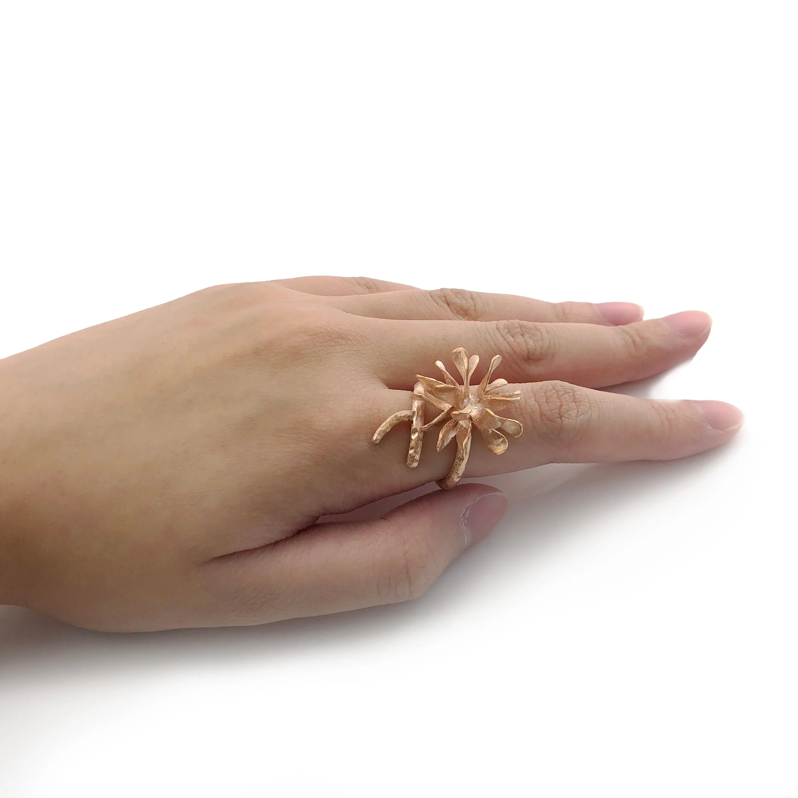 Bromeliad Rose Gold Sterling Silver Ring