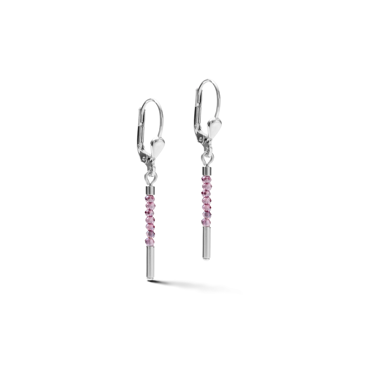 Earrings Waterfall small stainless steel & glass lilac