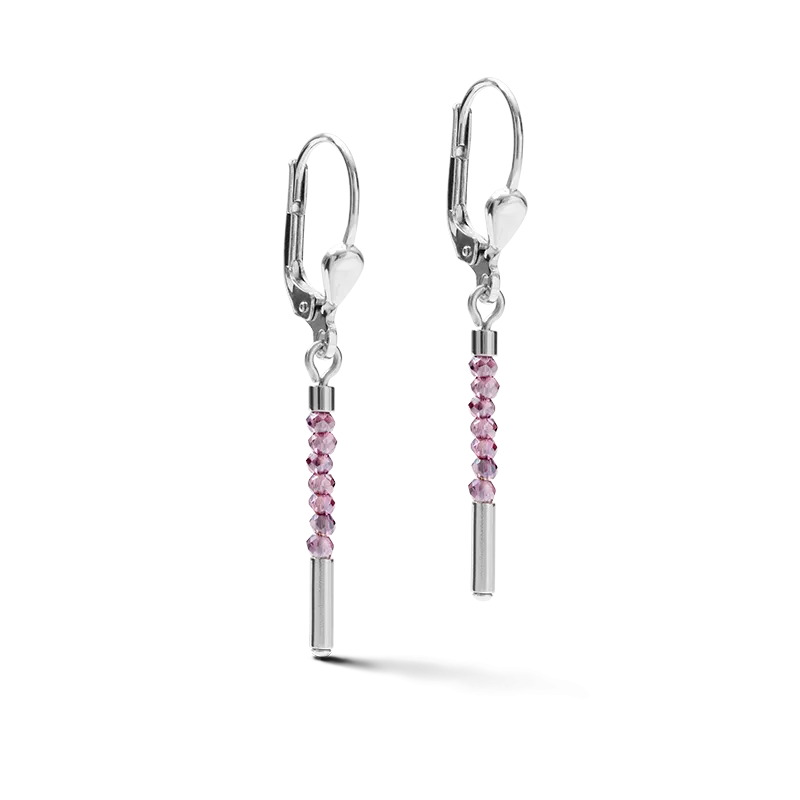 Earrings Waterfall small stainless steel & glass lilac