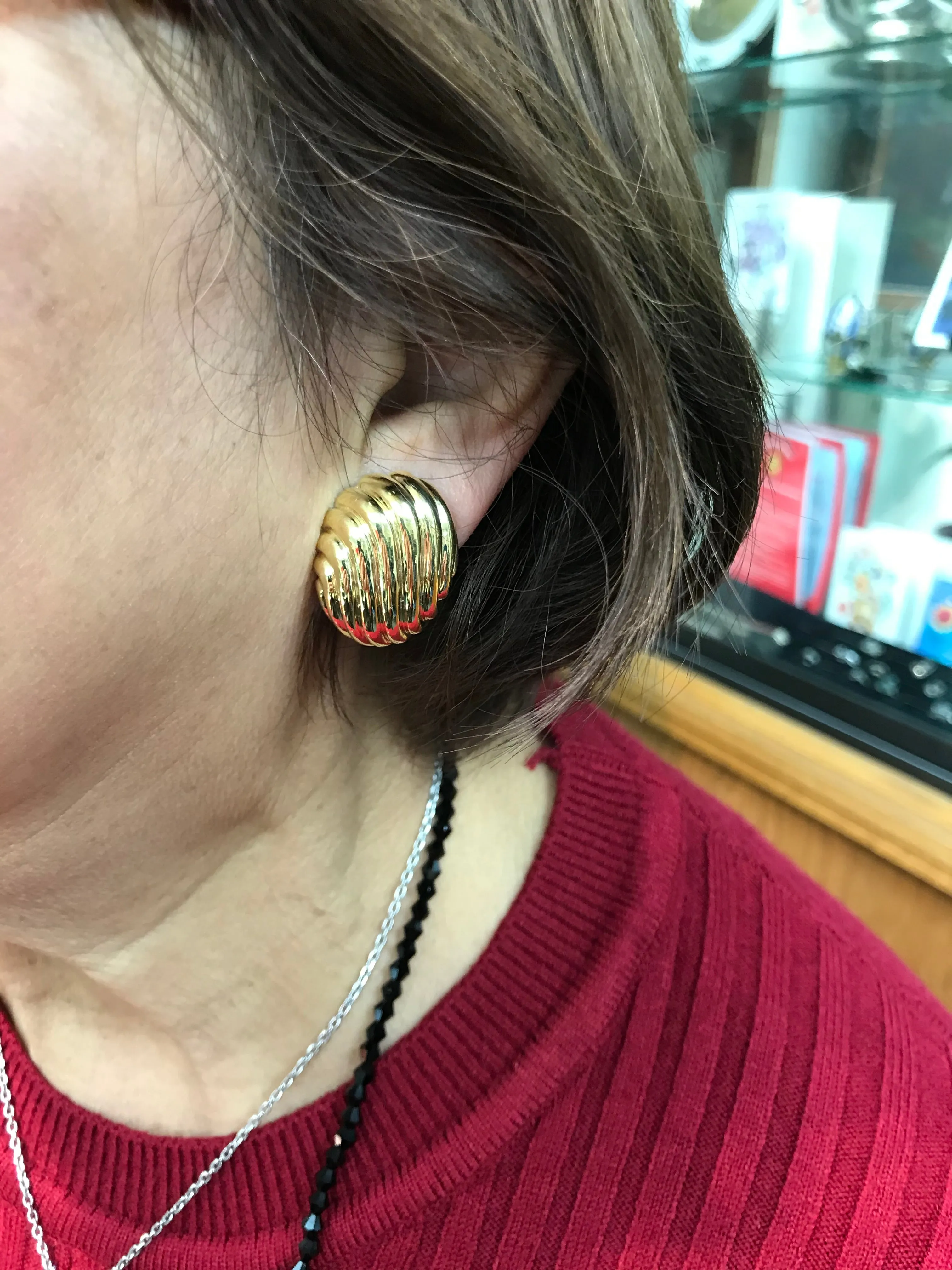 Estate Fluted Yellow Gold Clip Earrings