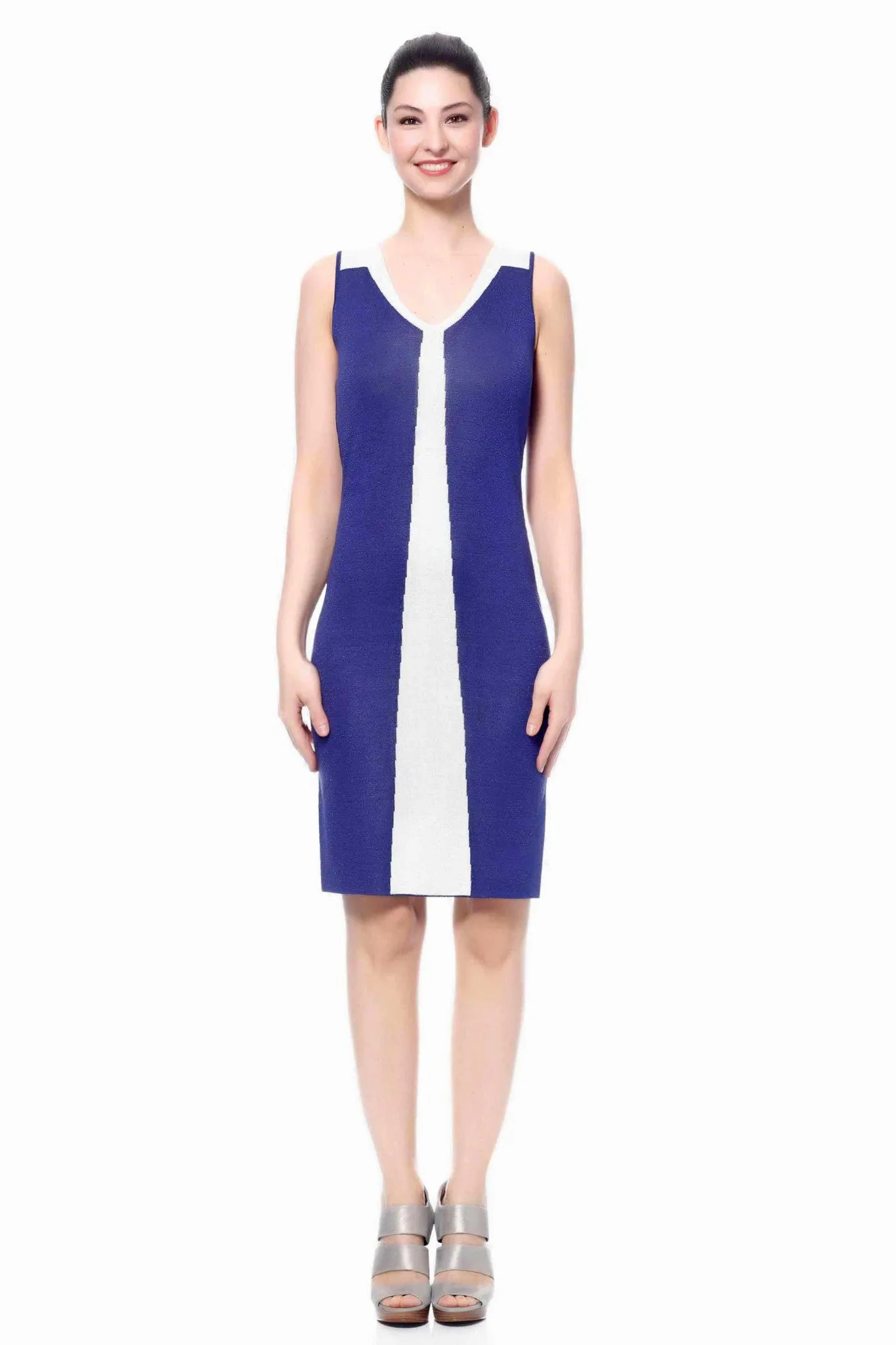 Estee Elegant V-Neck Sleeveless Reversible Dress