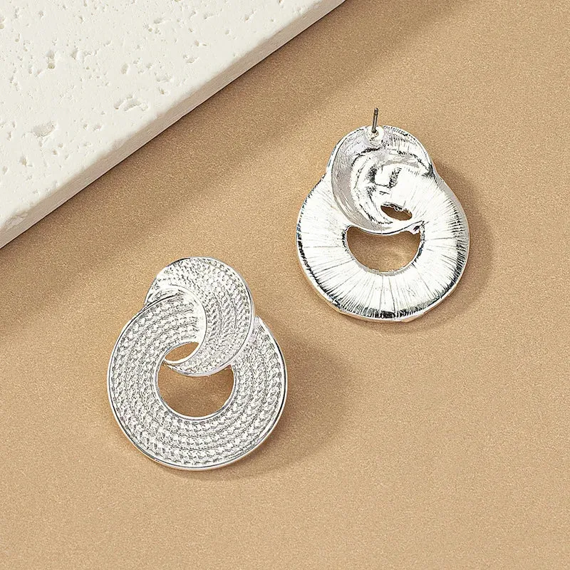 European Vintage Geometric Round Moon Stud Earrings