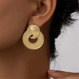 European Vintage Geometric Round Moon Stud Earrings