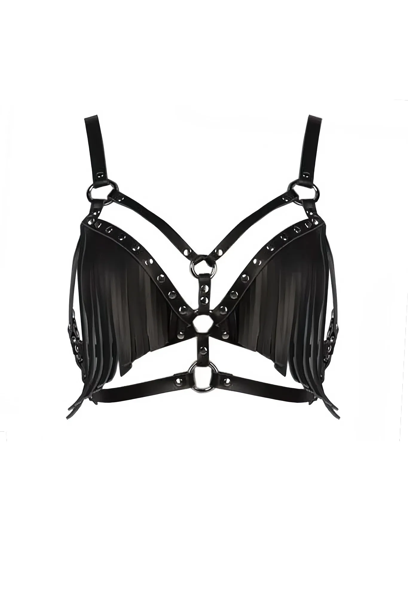 Fringe Leather Harness Bra