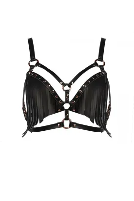 Fringe Leather Harness Bra