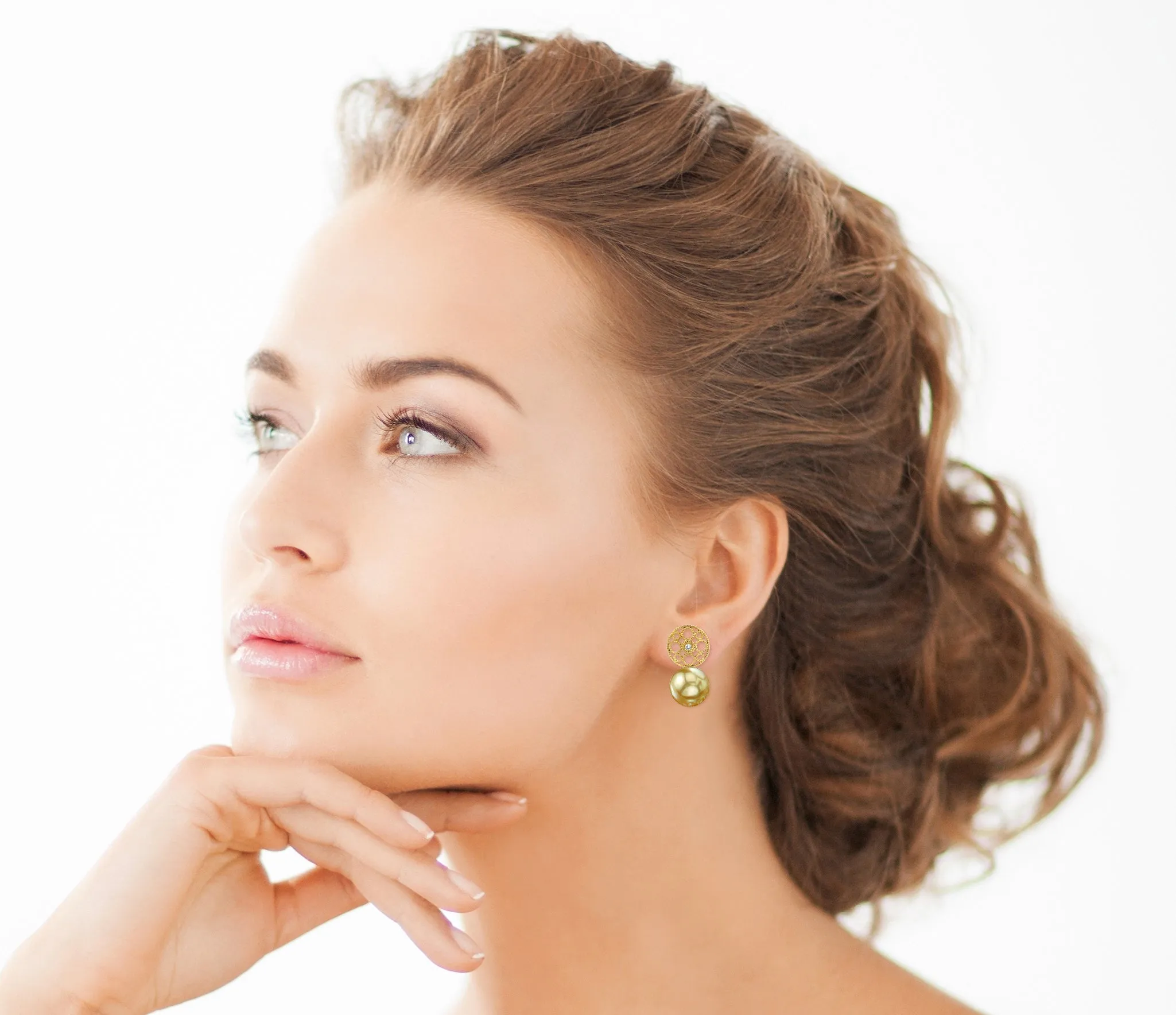 Elegant Golden South Sea Pearl & Diamond Faye Drop Earrings - Luxe Jewelry Accessory