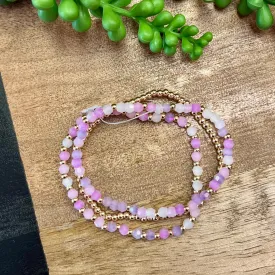 Lilac & Gold Beaded 3 Bracelet Set