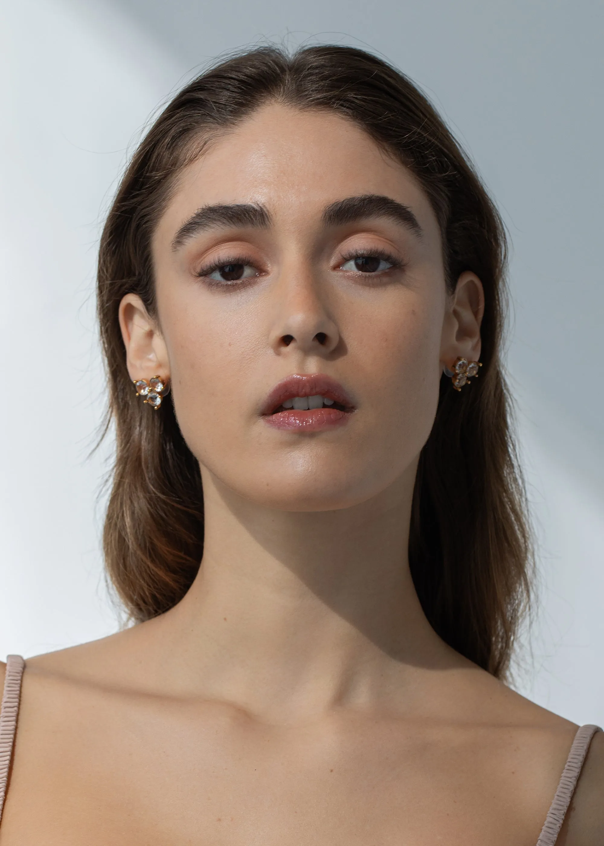 Livia Stud Earrings -- Crystal Antique Gold