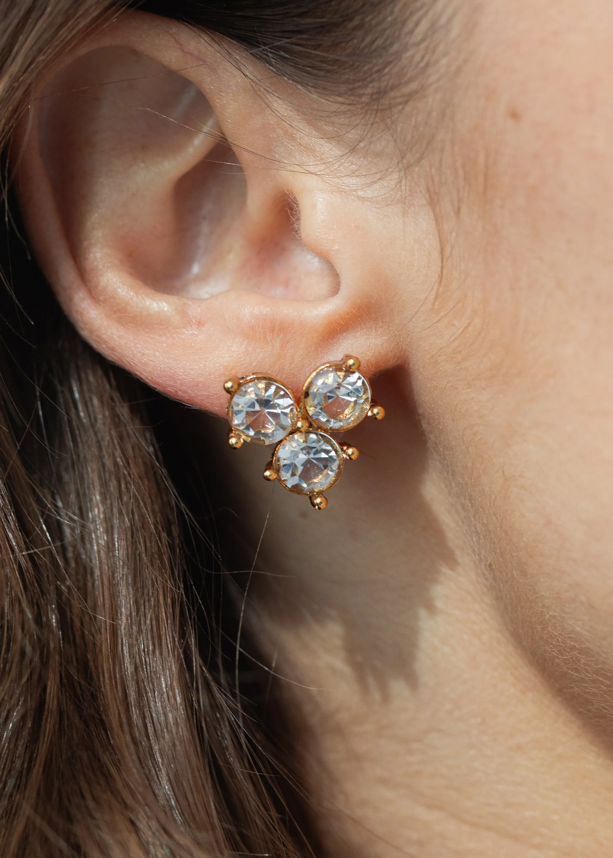 Livia Stud Earrings -- Crystal Antique Gold