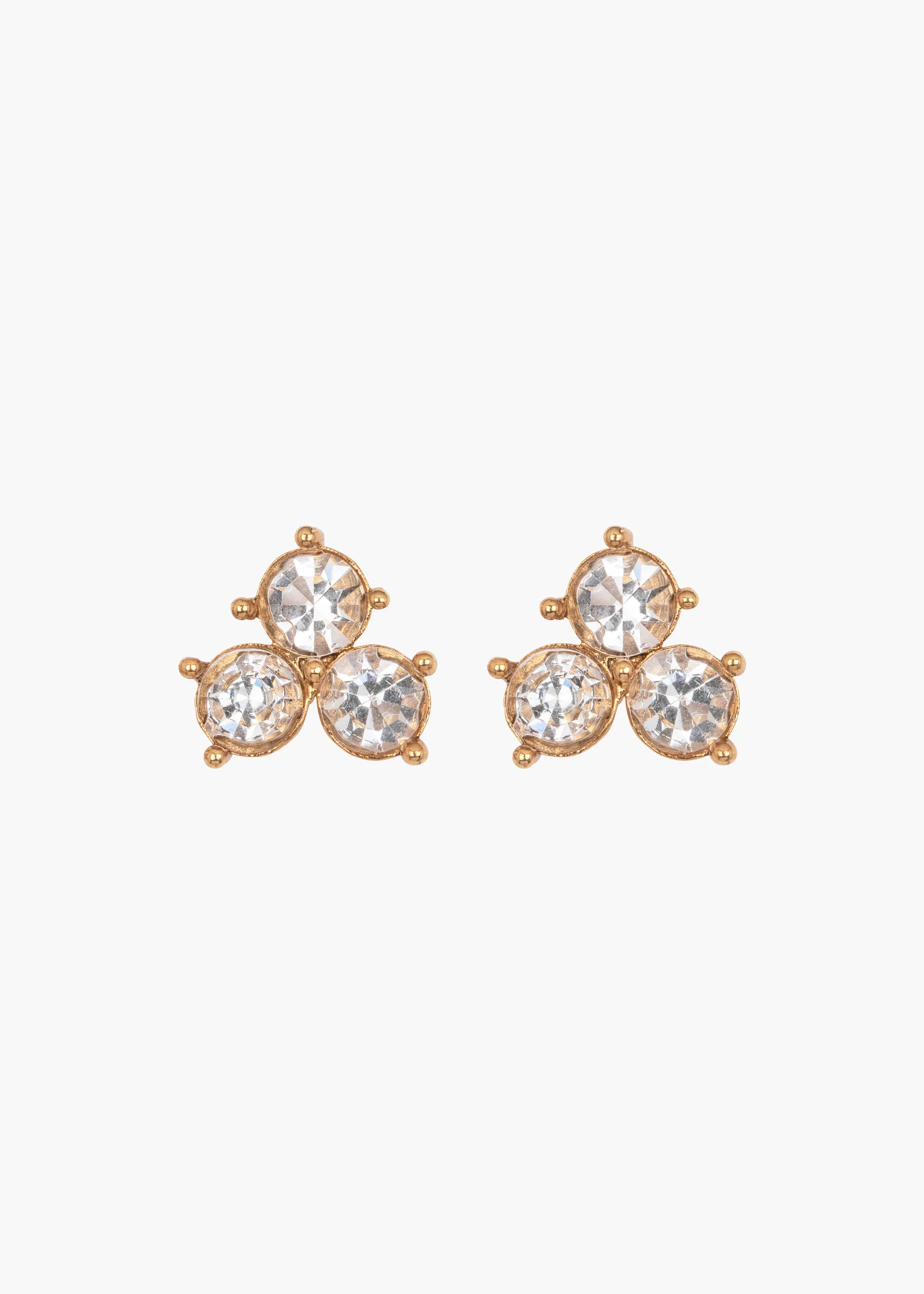 Livia Stud Earrings -- Crystal Antique Gold