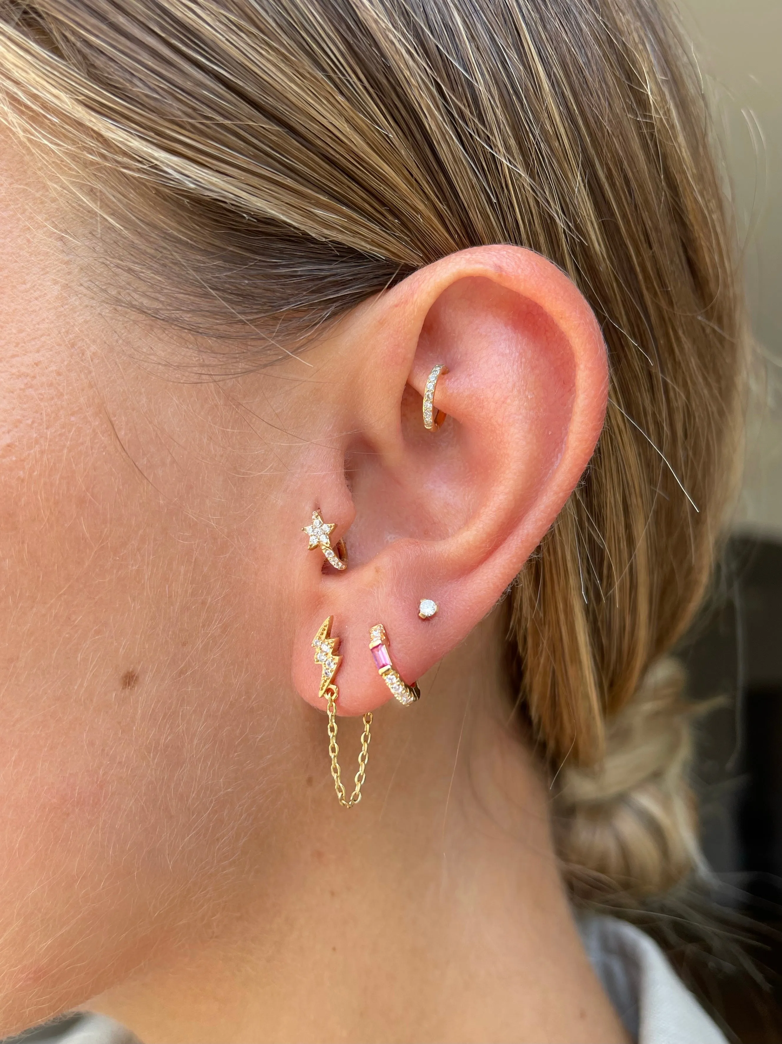MONO BOUCLE D'OREILLE PINK SPARKLY HOOP