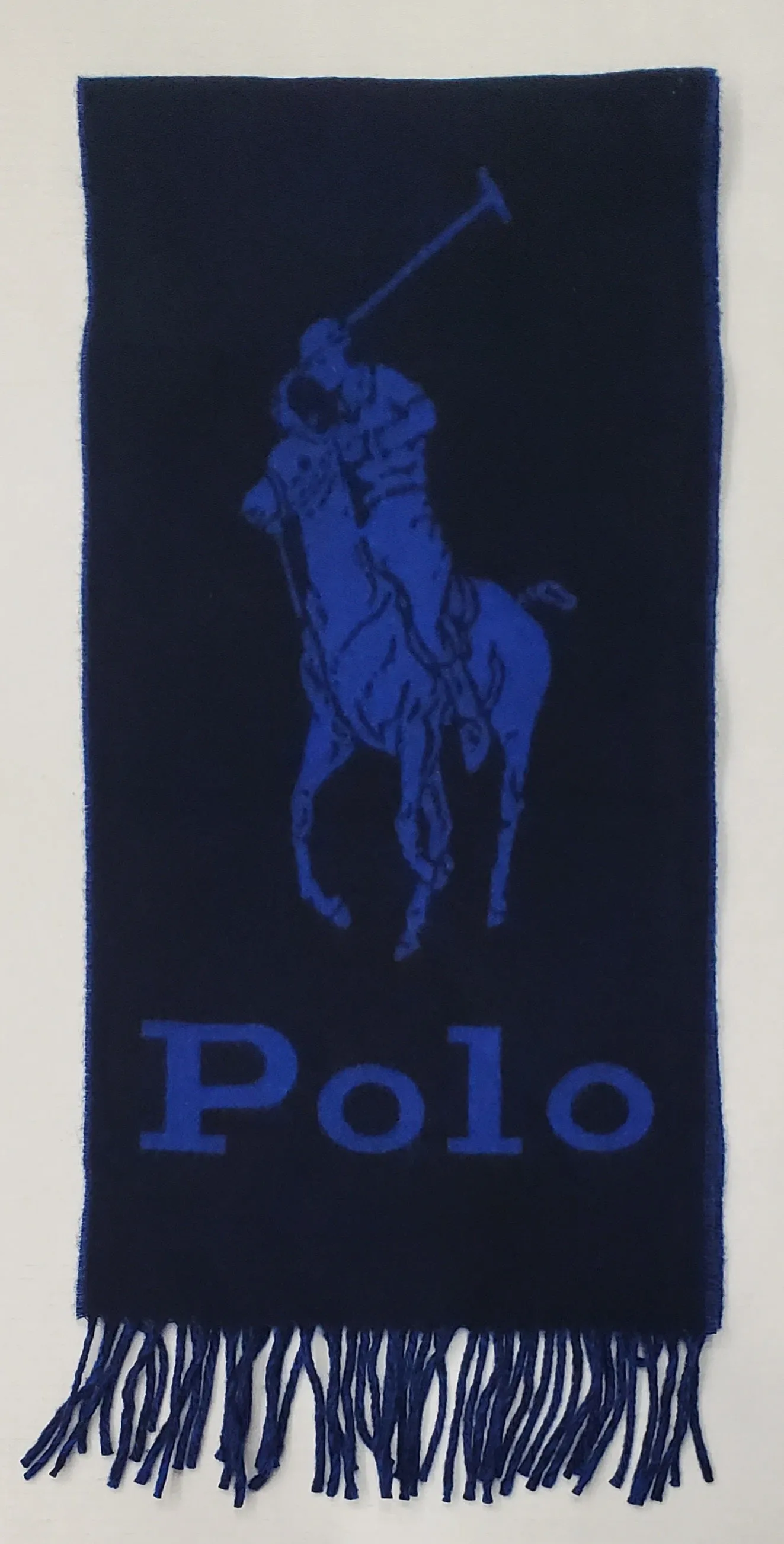 NWOT  Polo Ralph Lauren Navy/Royal Wool Blend Big Pony Scarf