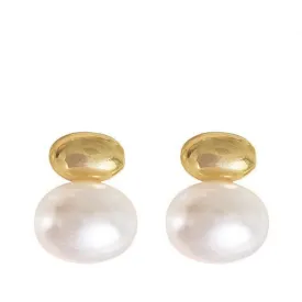 Pre Order:  Retro Flat Bean Pearl Earrings