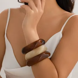 Retro Aesthetic Exaggerated Irregular Big Acrylic Bangle Bracelets