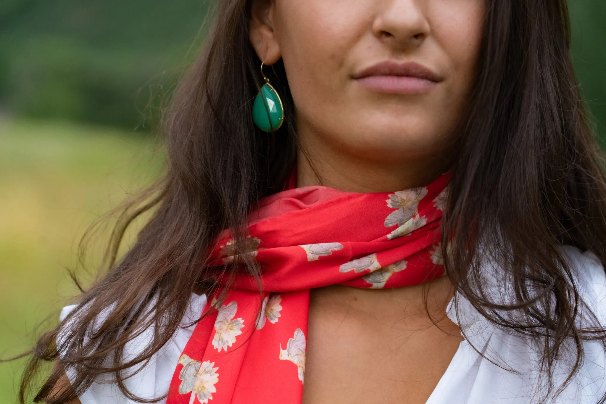 Scarlet Dahlia Flowerkisser Italian Silk Scarf