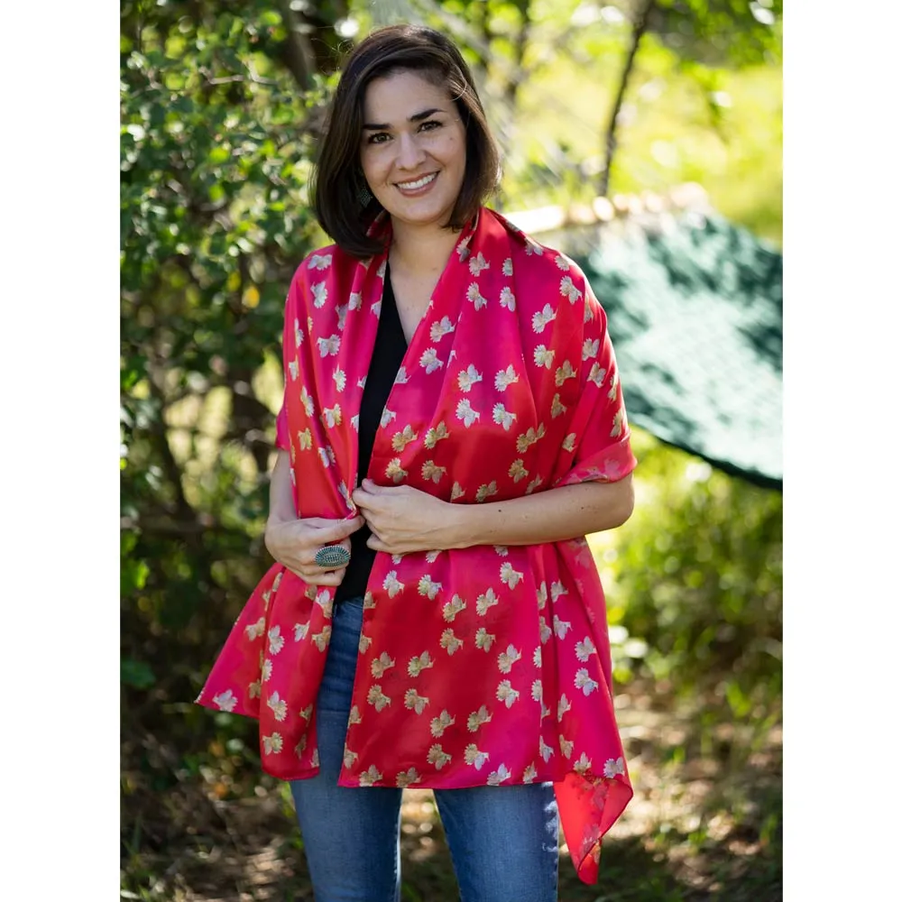 Scarlet Dahlia Flowerkisser Italian Silk Scarf