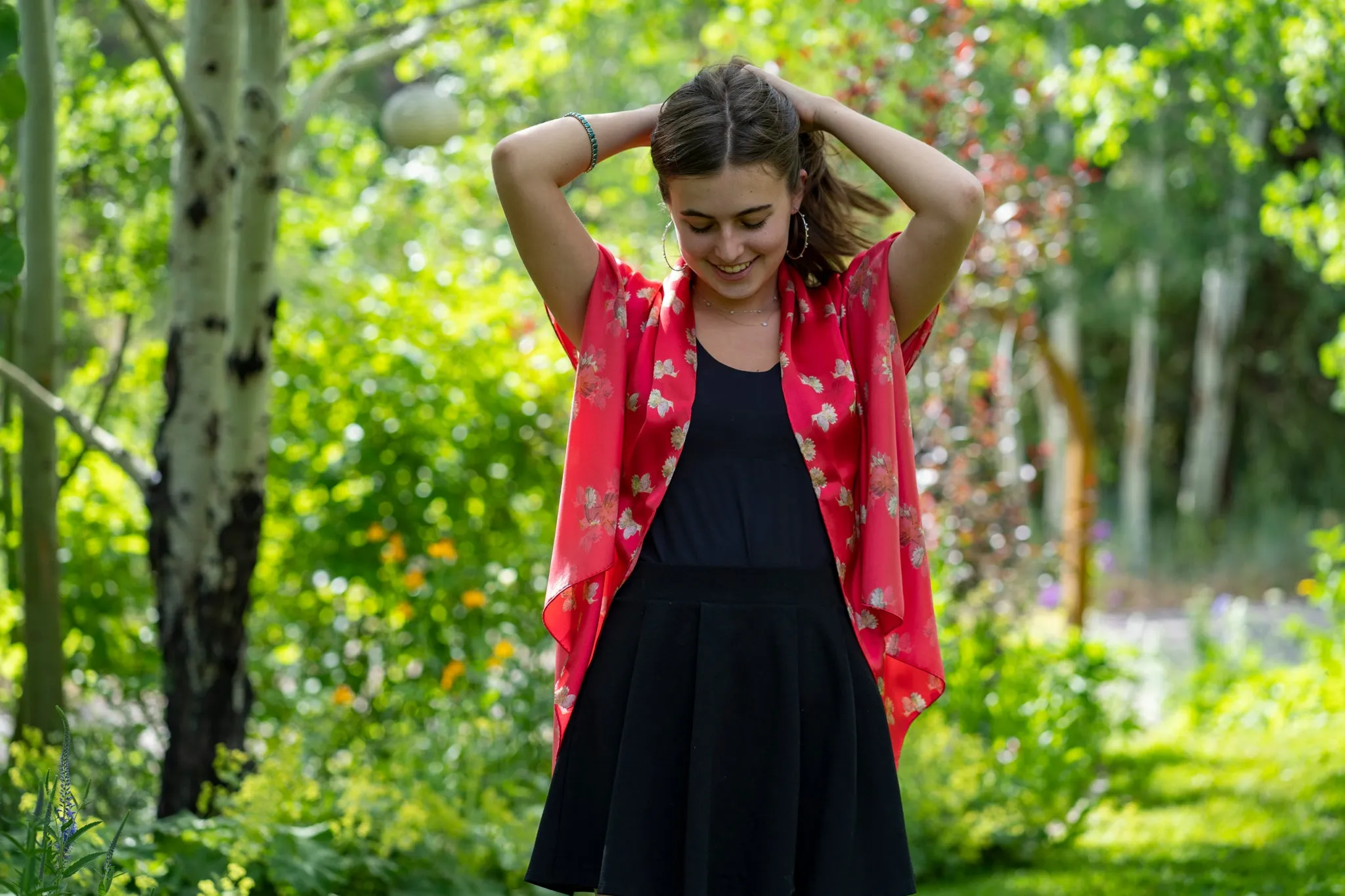 Scarlet Dahlia Flowerkisser Italian Silk Scarf