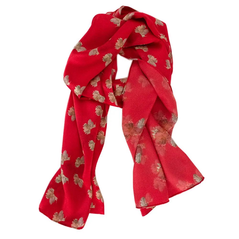 Scarlet Dahlia Flowerkisser Italian Silk Scarf