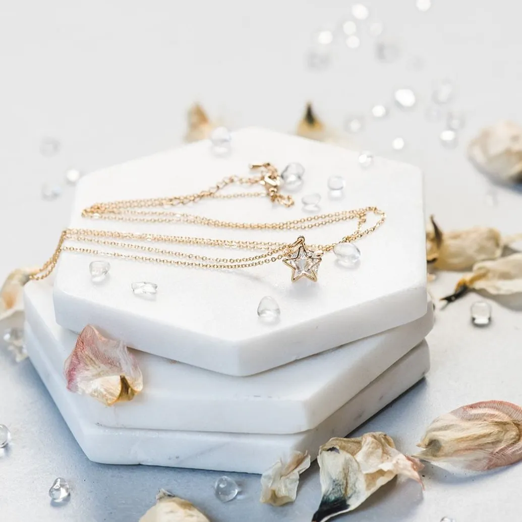 Star Necklace ~ Dainty Sparkly Gold Star Pendant