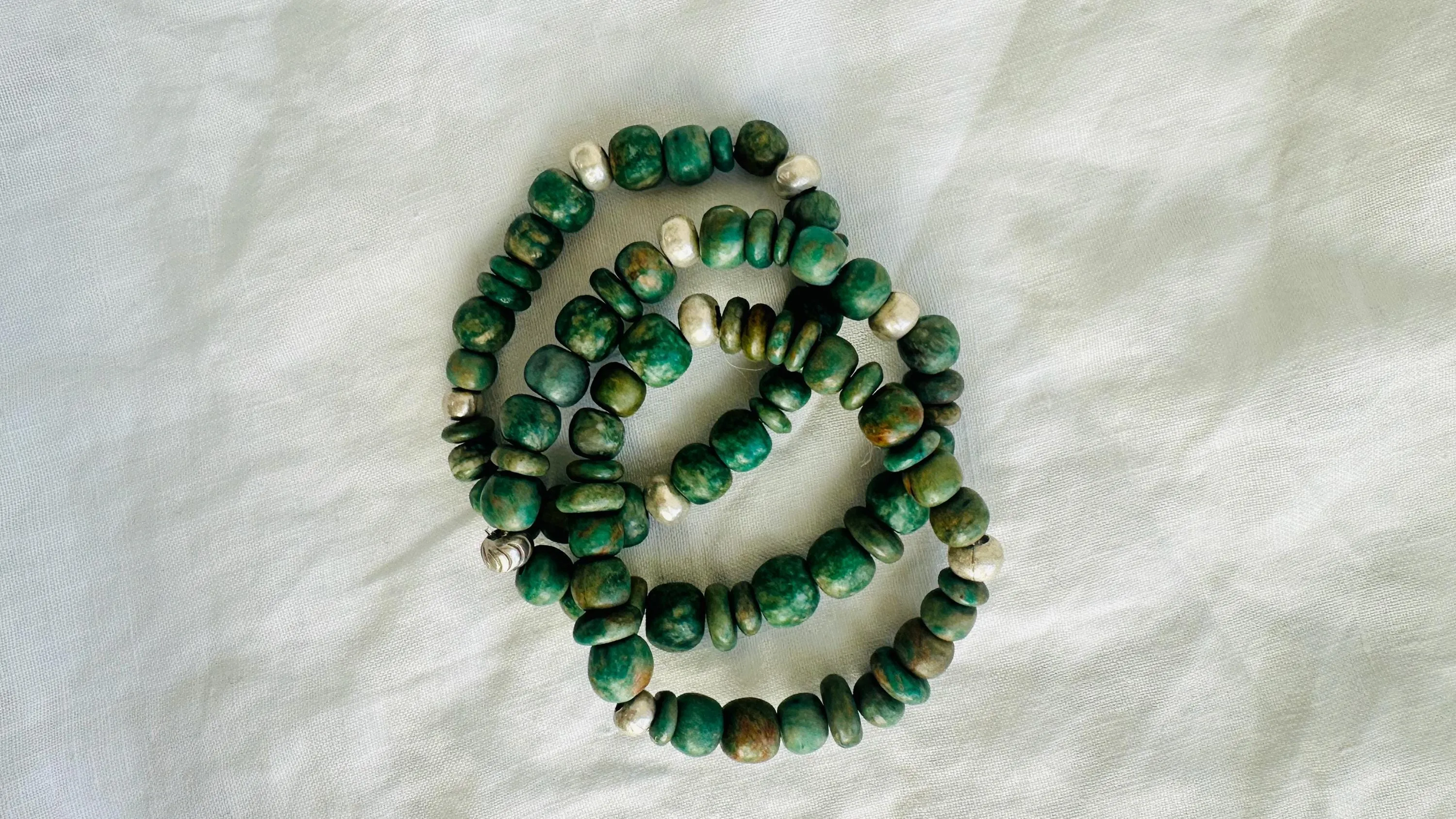 Trio of Guatemalita Bracelets. Beaded with Sterling Silver. Mayan Jewelry. Handmade Gift for Her. 2658